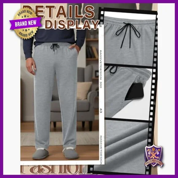 5 Pack Men's Sweatpants Straight Leg Joggers Elastic Drawstring Pockets